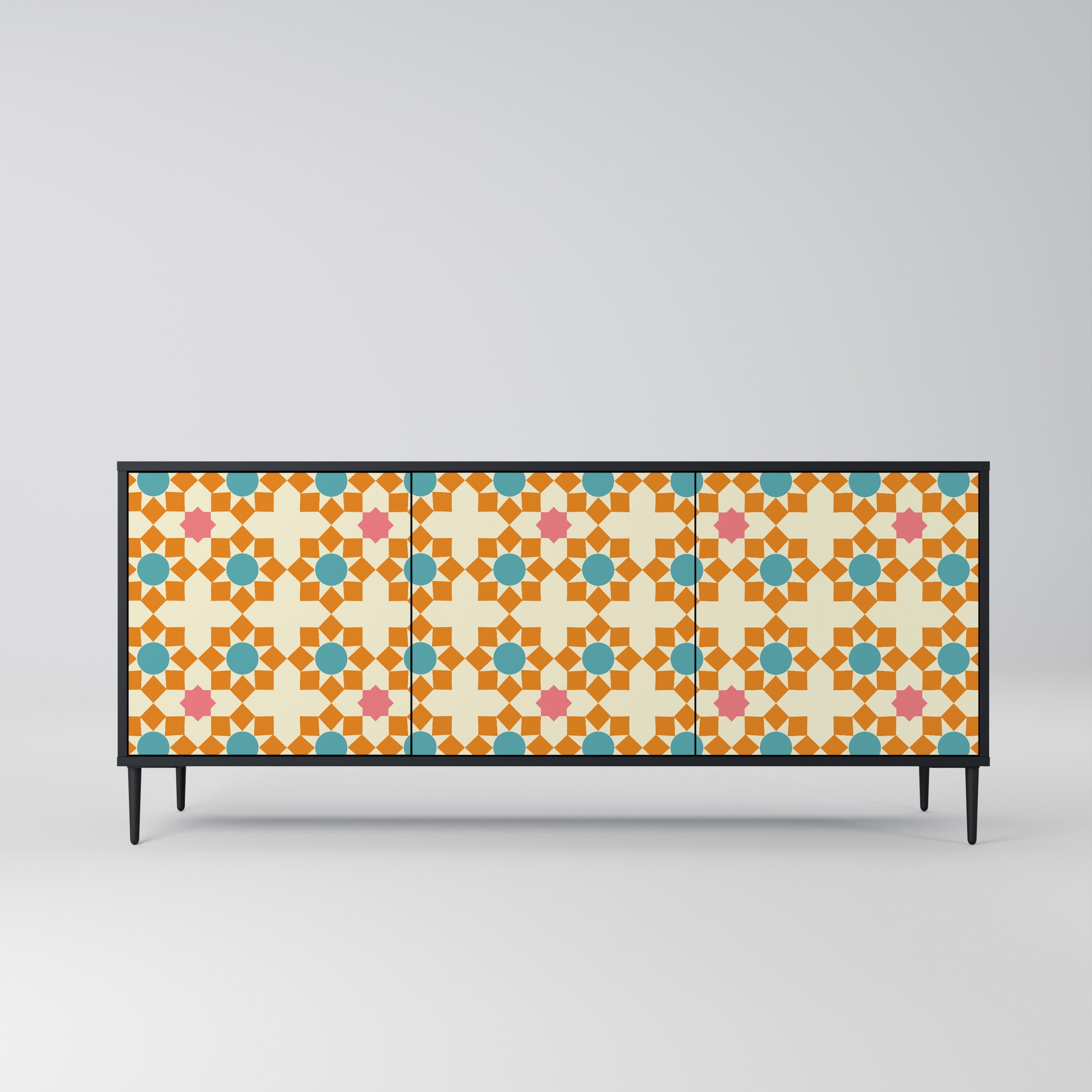 FLORAL DECOR 3-türiges Sideboard in Schwarz