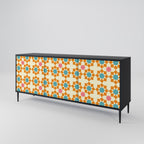 FLORAL DECOR 3-Door Sideboard in Black Finish