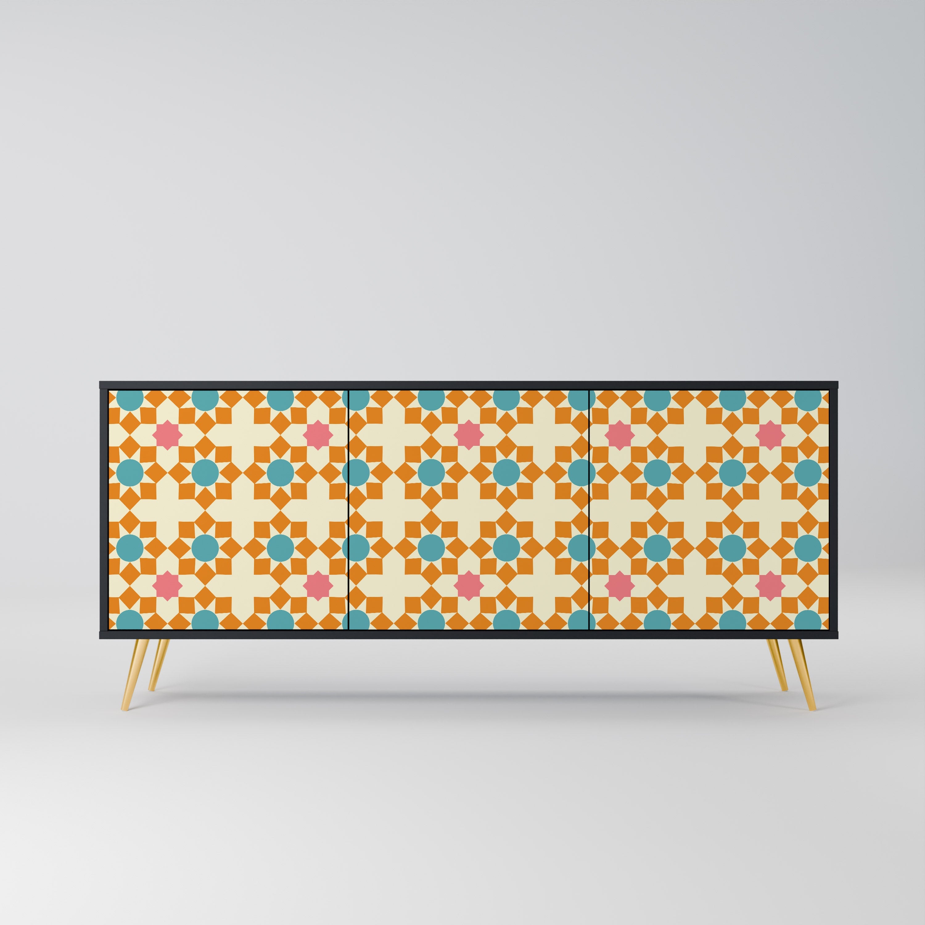 FLORAL DECOR 3-türiges Sideboard in Schwarz