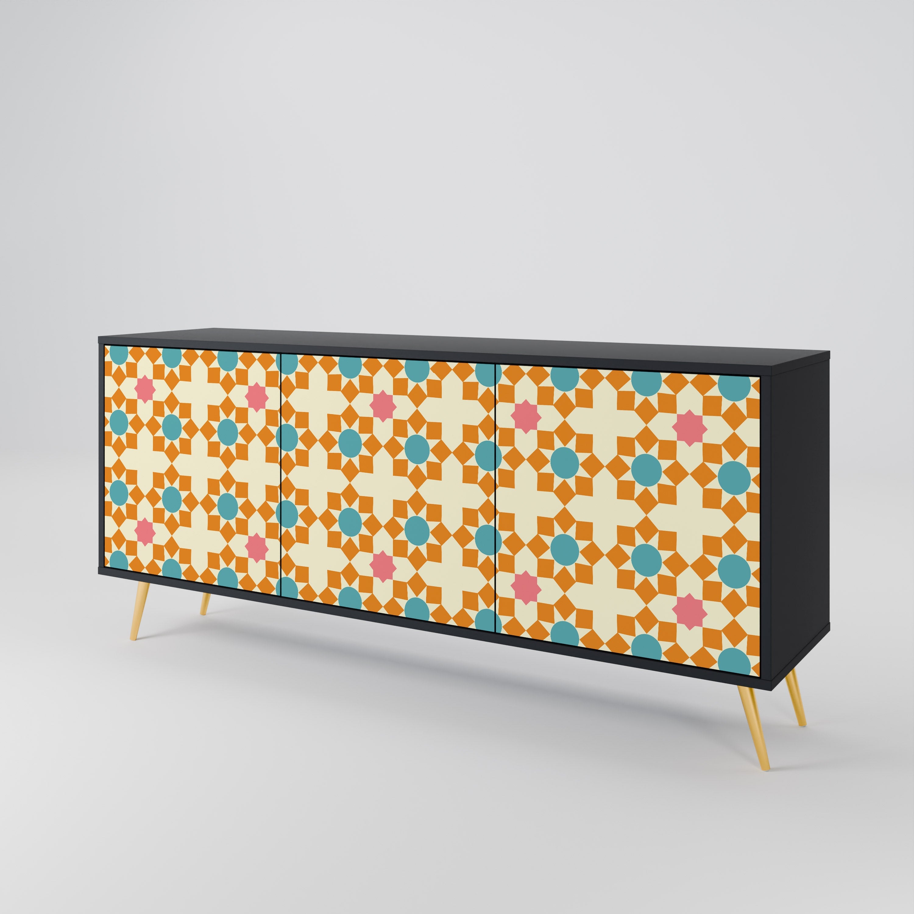 FLORAL DECOR 3-türiges Sideboard in Schwarz