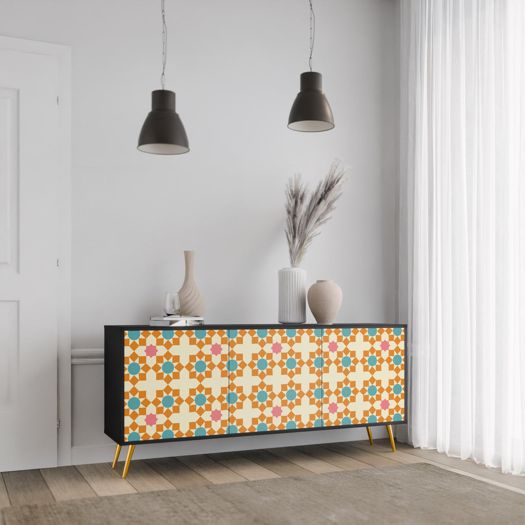 FLORAL DECOR 3-türiges Sideboard in Schwarz