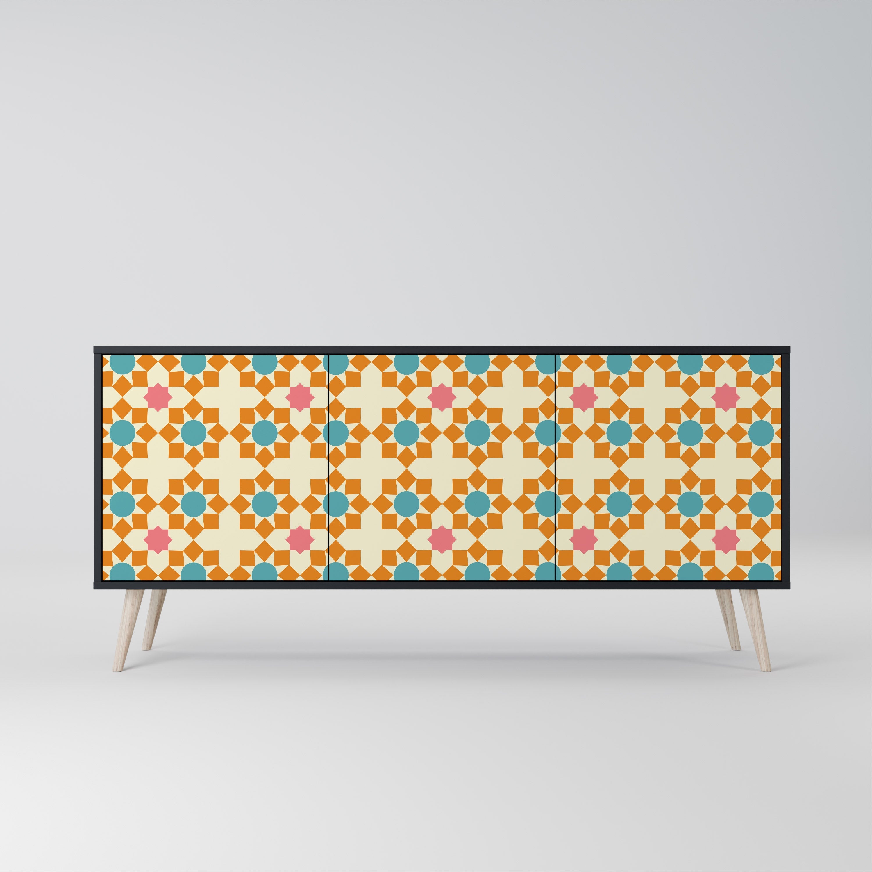 FLORAL DECOR 3-türiges Sideboard in Schwarz