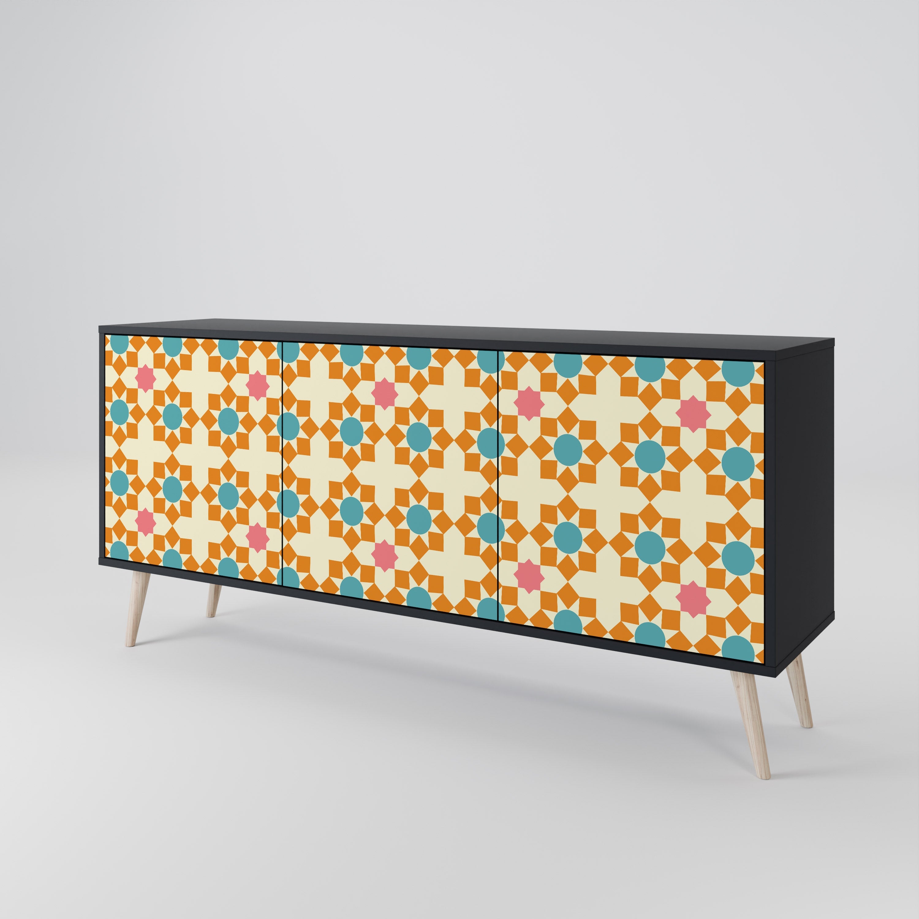 FLORAL DECOR 3-türiges Sideboard in Schwarz