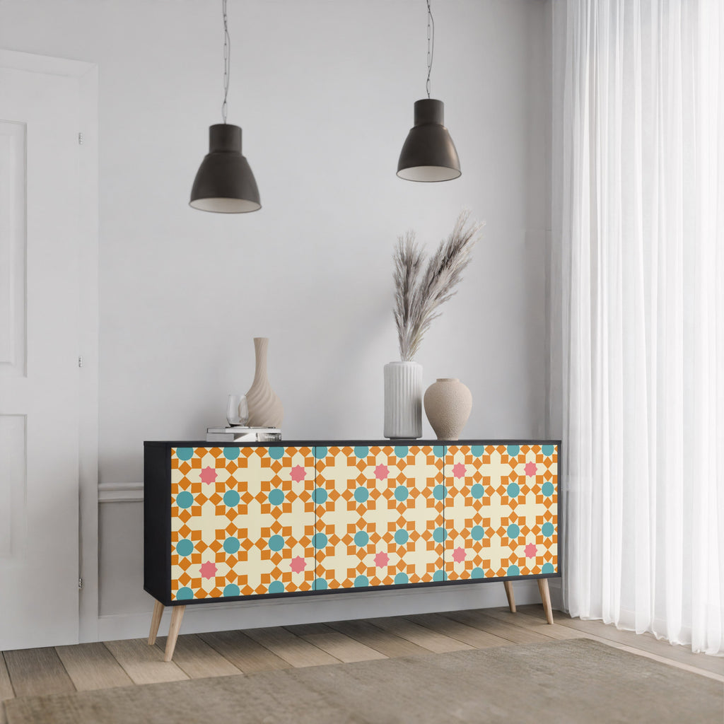 FLORAL DECOR 3-türiges Sideboard in Schwarz
