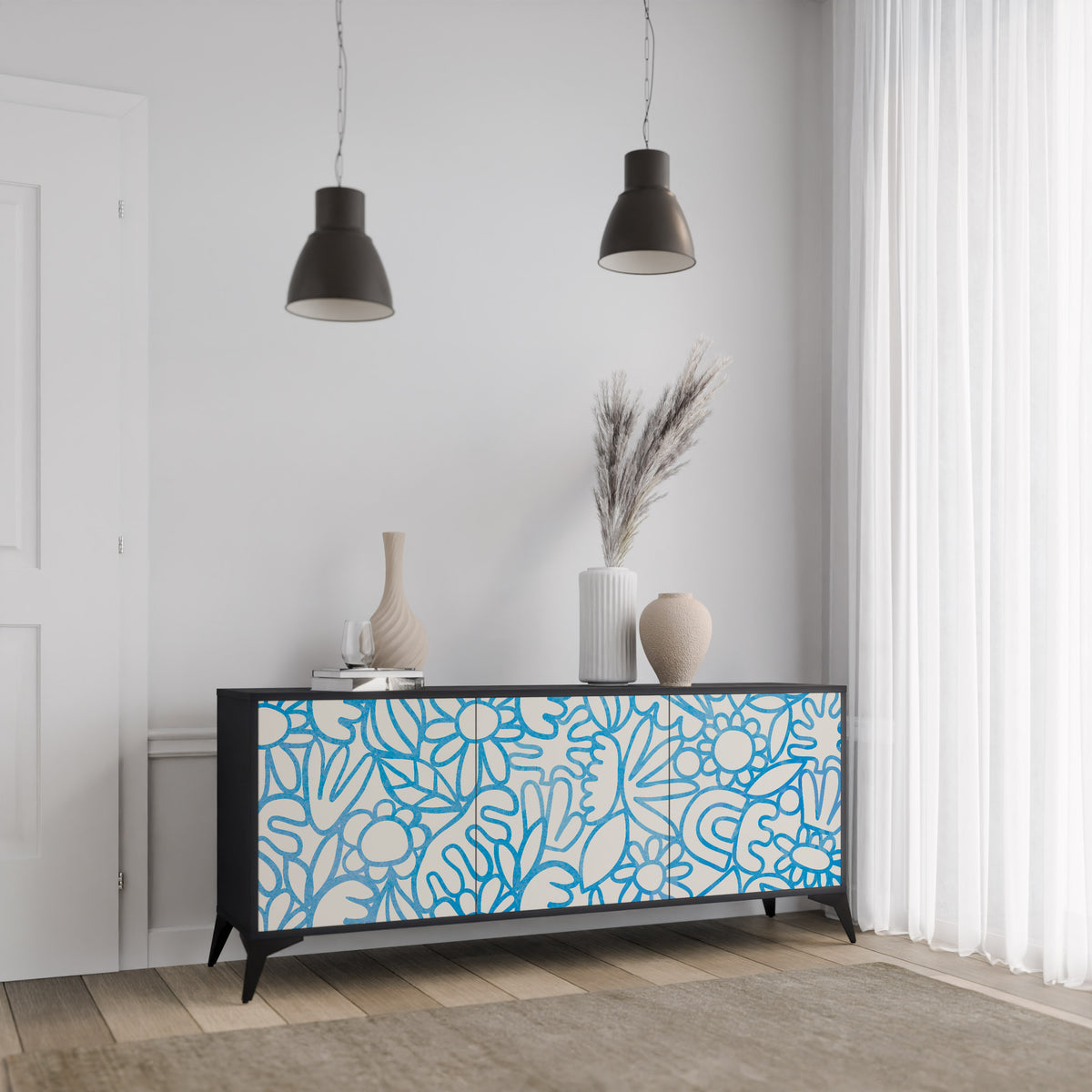 BLOOMY MORNING 3-türiges Sideboard