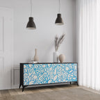 BLOOMY MORNING 3-Door Sideboard in Black Finish