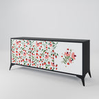 FLOWERS AND STRAWBERRIES 3-Door Sideboard in Black Finish