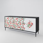 FLOWERS AND STRAWBERRIES 3-Door Sideboard in Black Finish