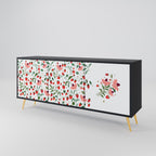 FLOWERS AND STRAWBERRIES 3-Door Sideboard in Black Finish