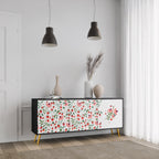 FLOWERS AND STRAWBERRIES 3-Door Sideboard in Black Finish