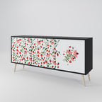 FLOWERS AND STRAWBERRIES 3-Door Sideboard in Black Finish