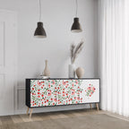 FLOWERS AND STRAWBERRIES 3-Door Sideboard in Black Finish
