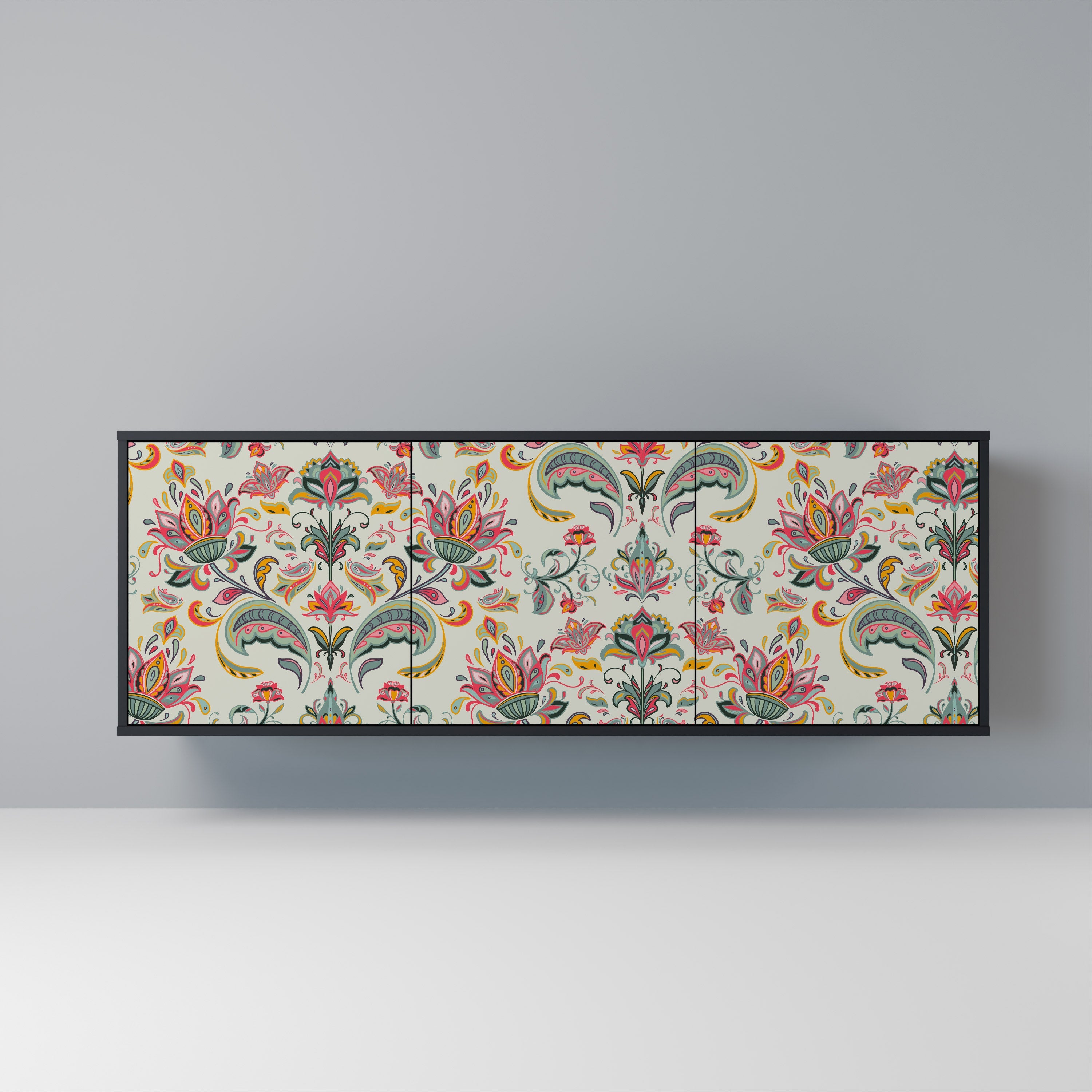 ORGANIC FOLKLORE 3-türiges Sideboard in Schwarz