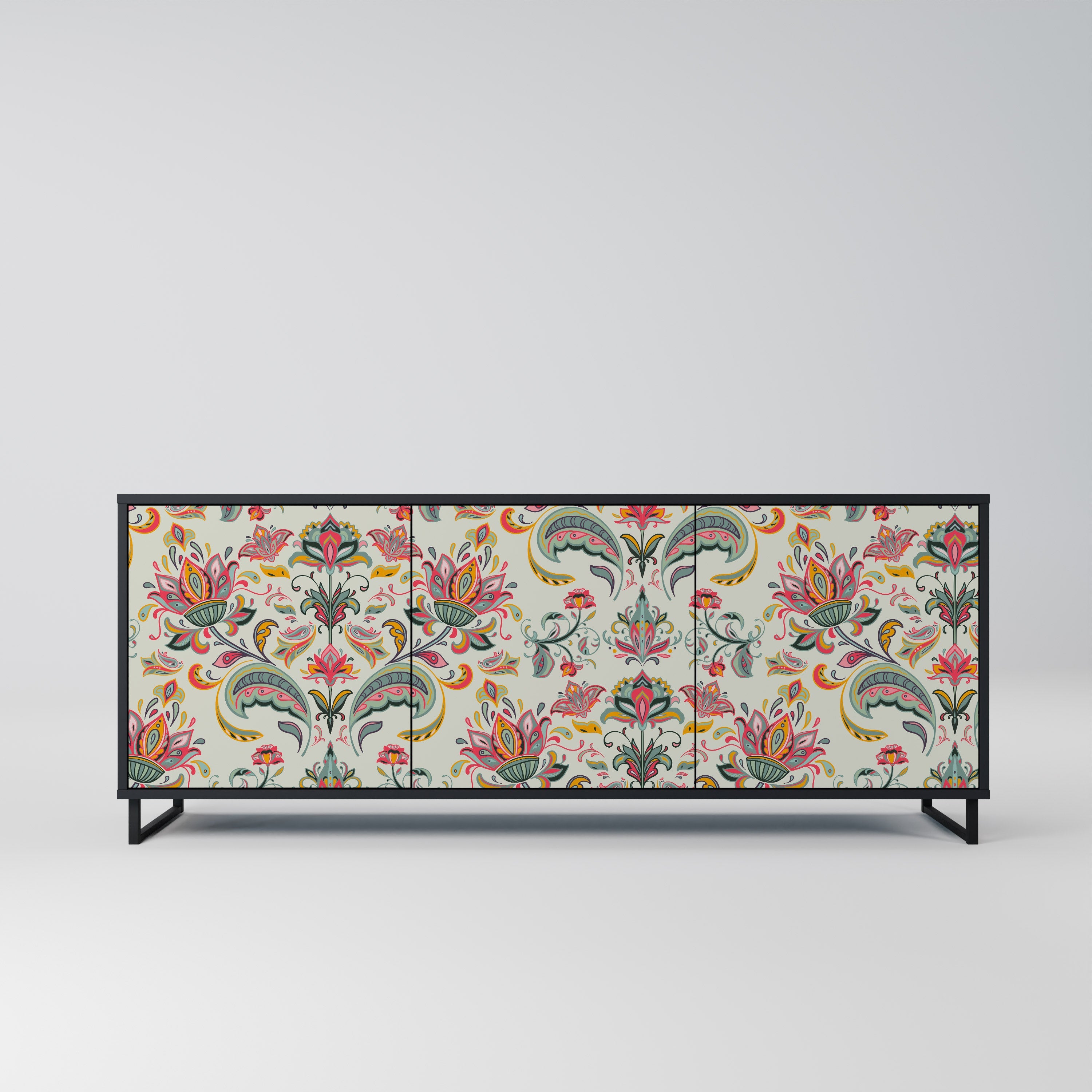 ORGANIC FOLKLORE 3-türiges Sideboard in Schwarz