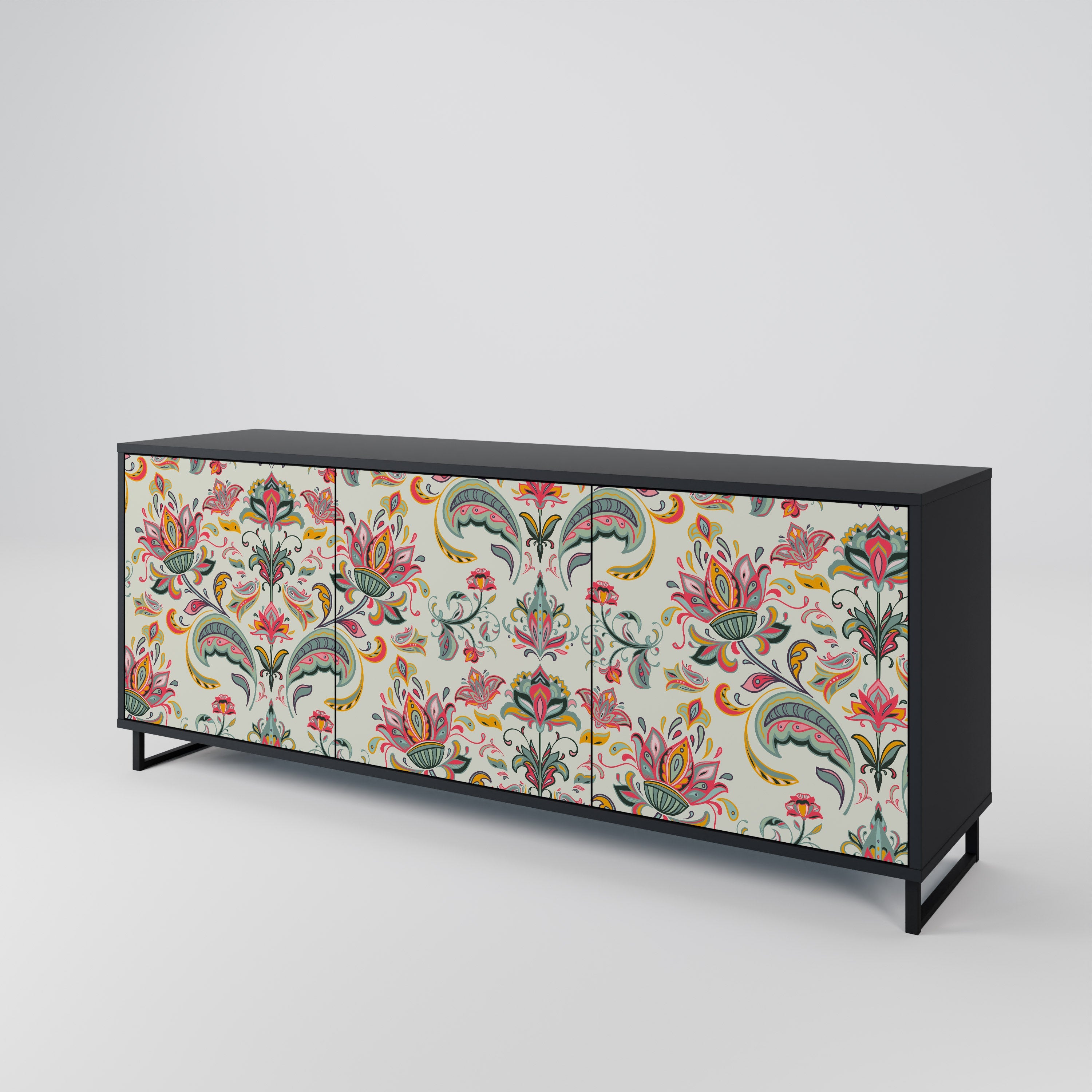 ORGANIC FOLKLORE 3-türiges Sideboard in Schwarz