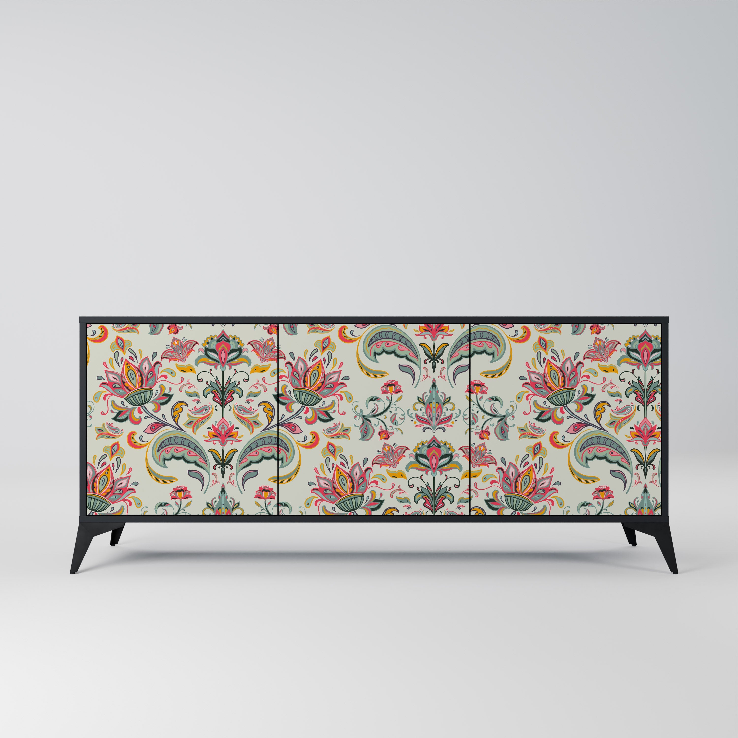 ORGANIC FOLKLORE 3-türiges Sideboard in Schwarz