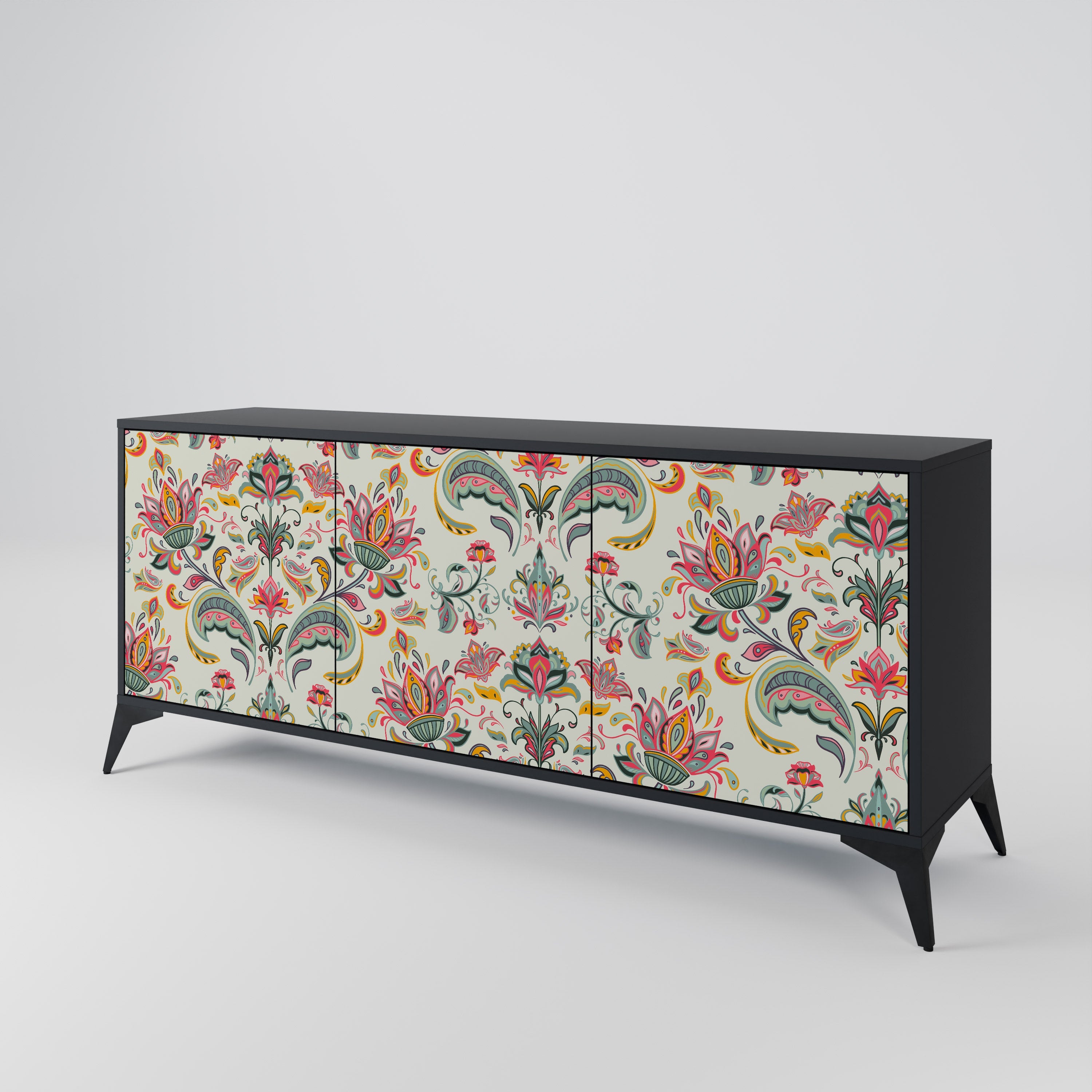ORGANIC FOLKLORE 3-türiges Sideboard in Schwarz