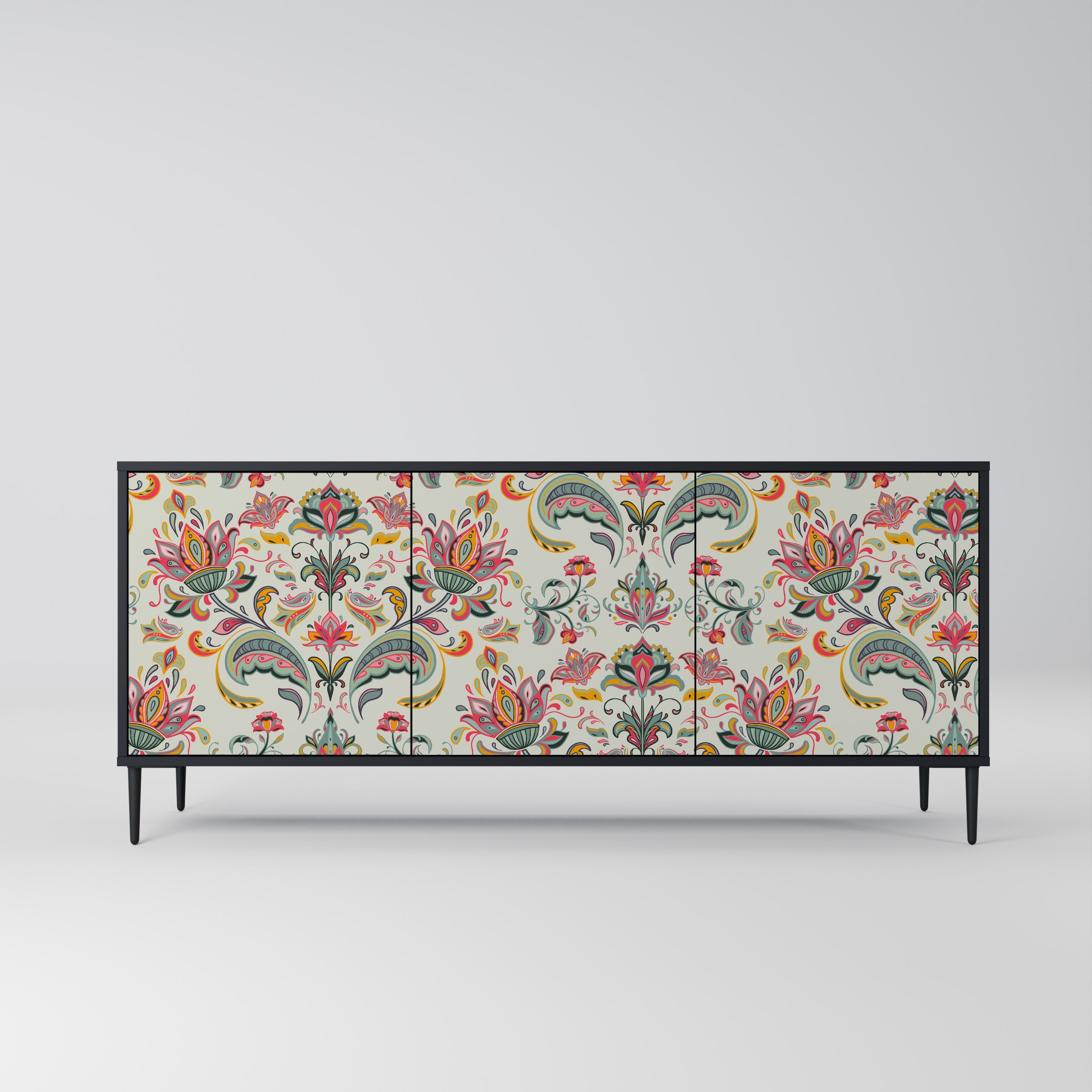 ORGANIC FOLKLORE 3-türiges Sideboard in Schwarz