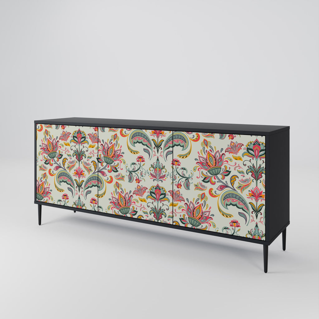 ORGANIC FOLKLORE 3-türiges Sideboard in Schwarz