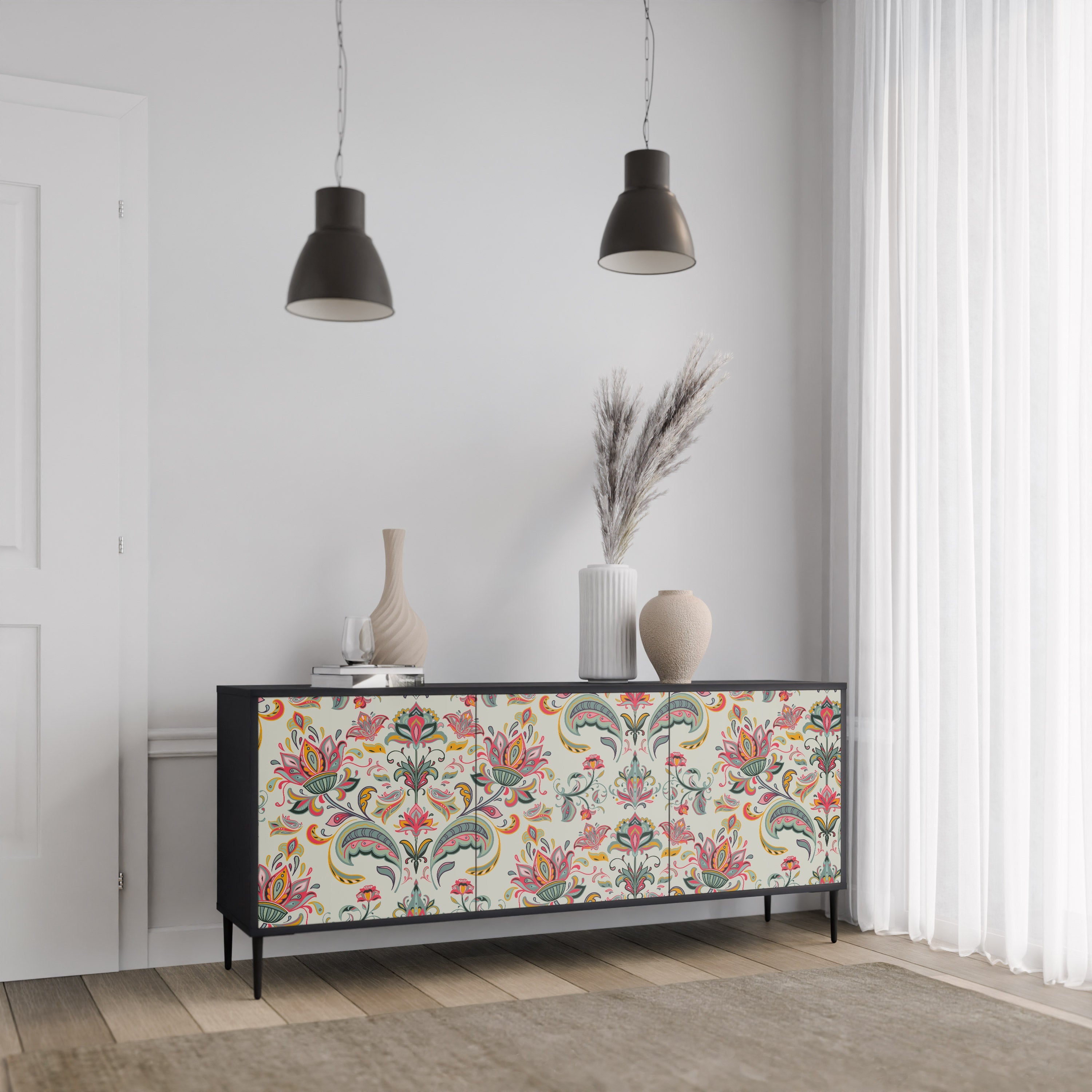 ORGANIC FOLKLORE 3-türiges Sideboard in Schwarz