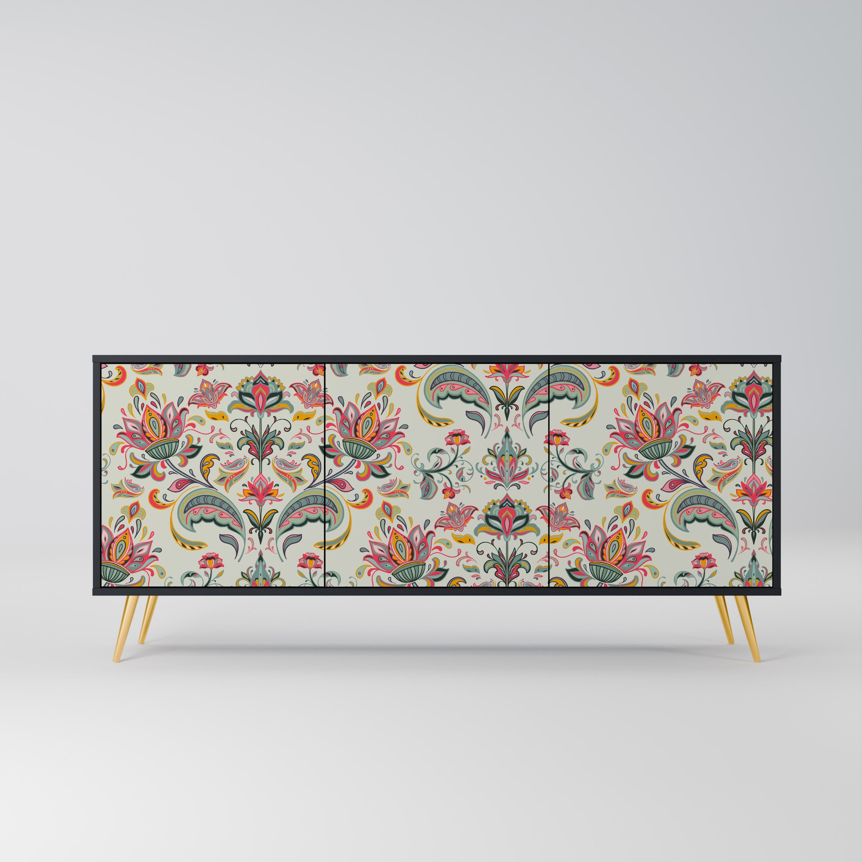 ORGANIC FOLKLORE 3-türiges Sideboard in Schwarz