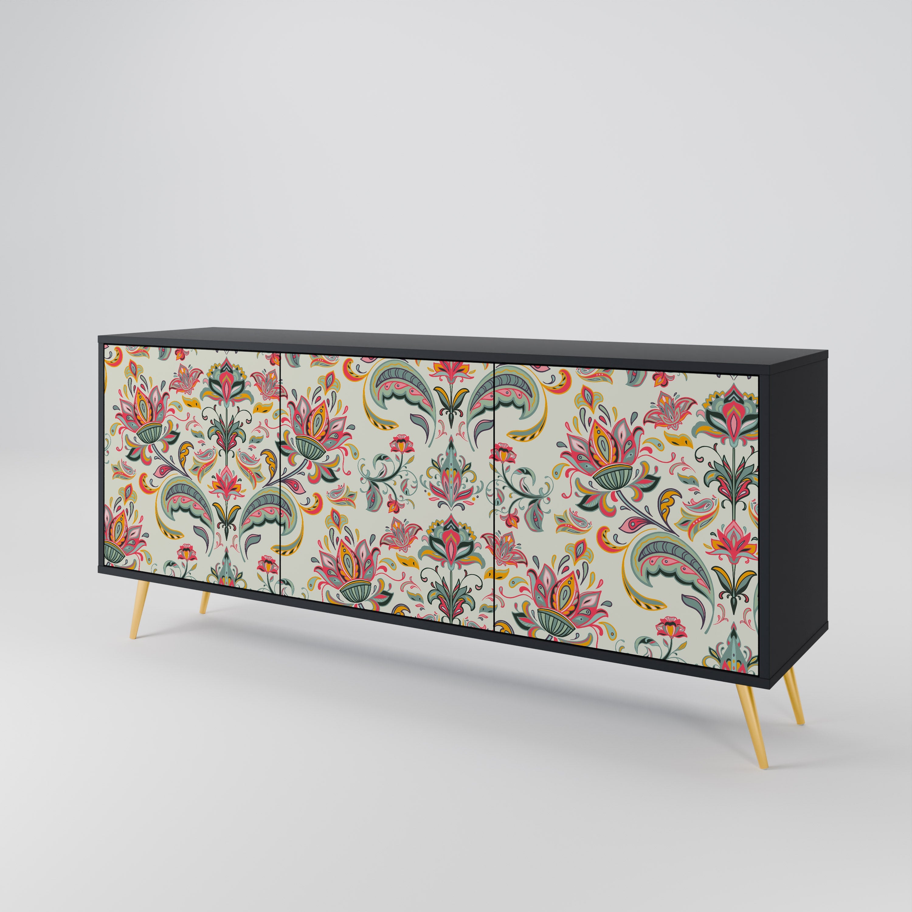 ORGANIC FOLKLORE 3-türiges Sideboard in Schwarz