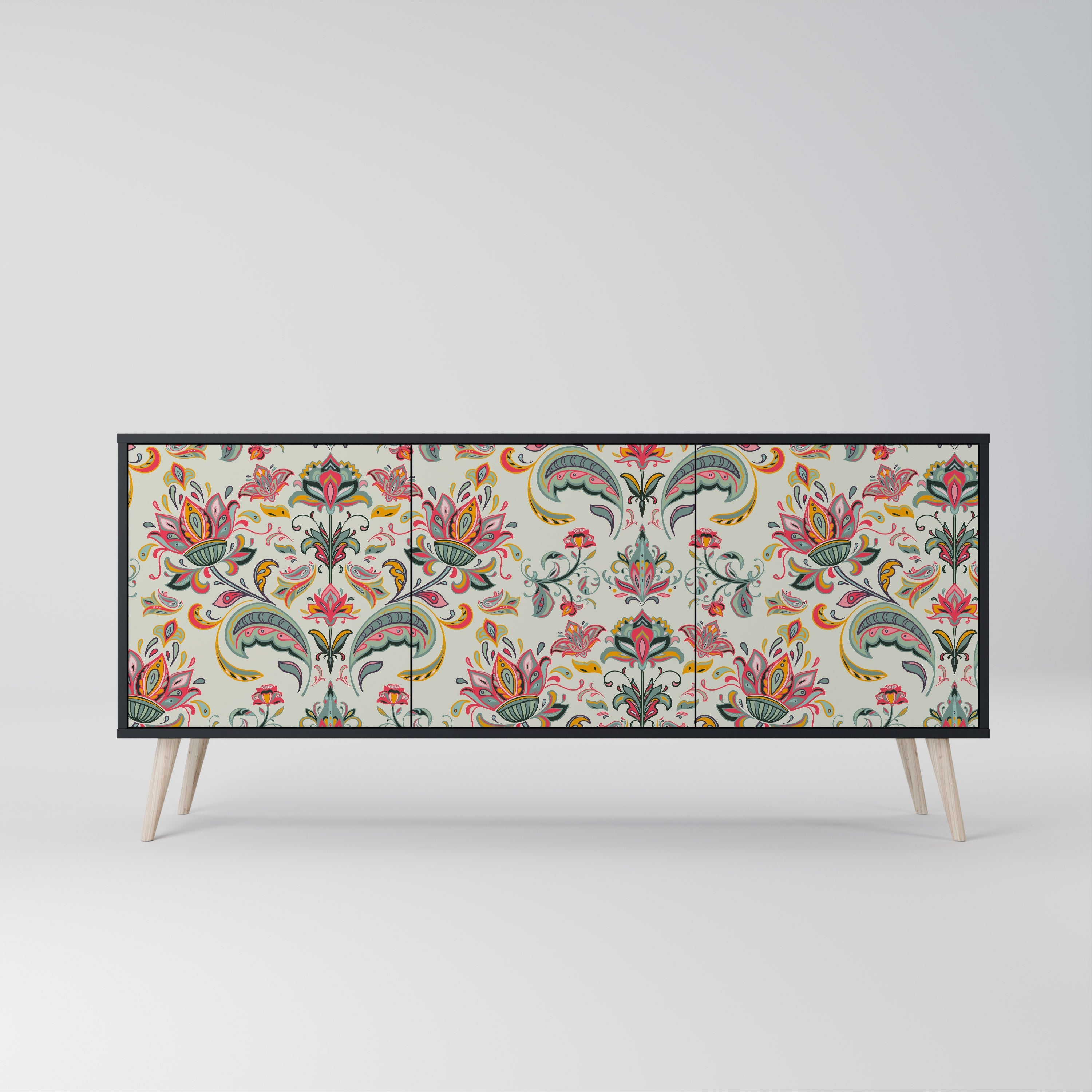 ORGANIC FOLKLORE 3-türiges Sideboard in Schwarz