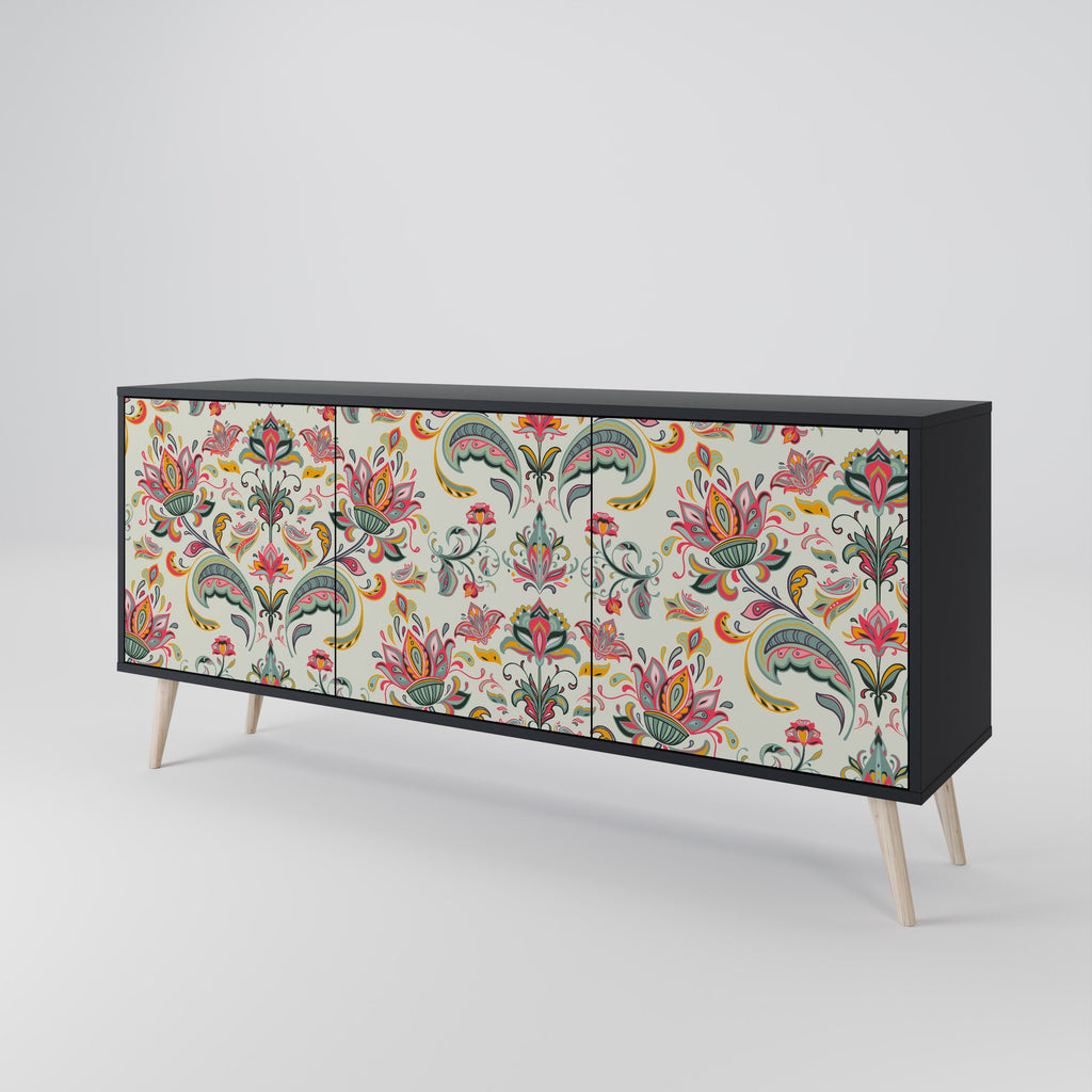 ORGANIC FOLKLORE 3-türiges Sideboard in Schwarz