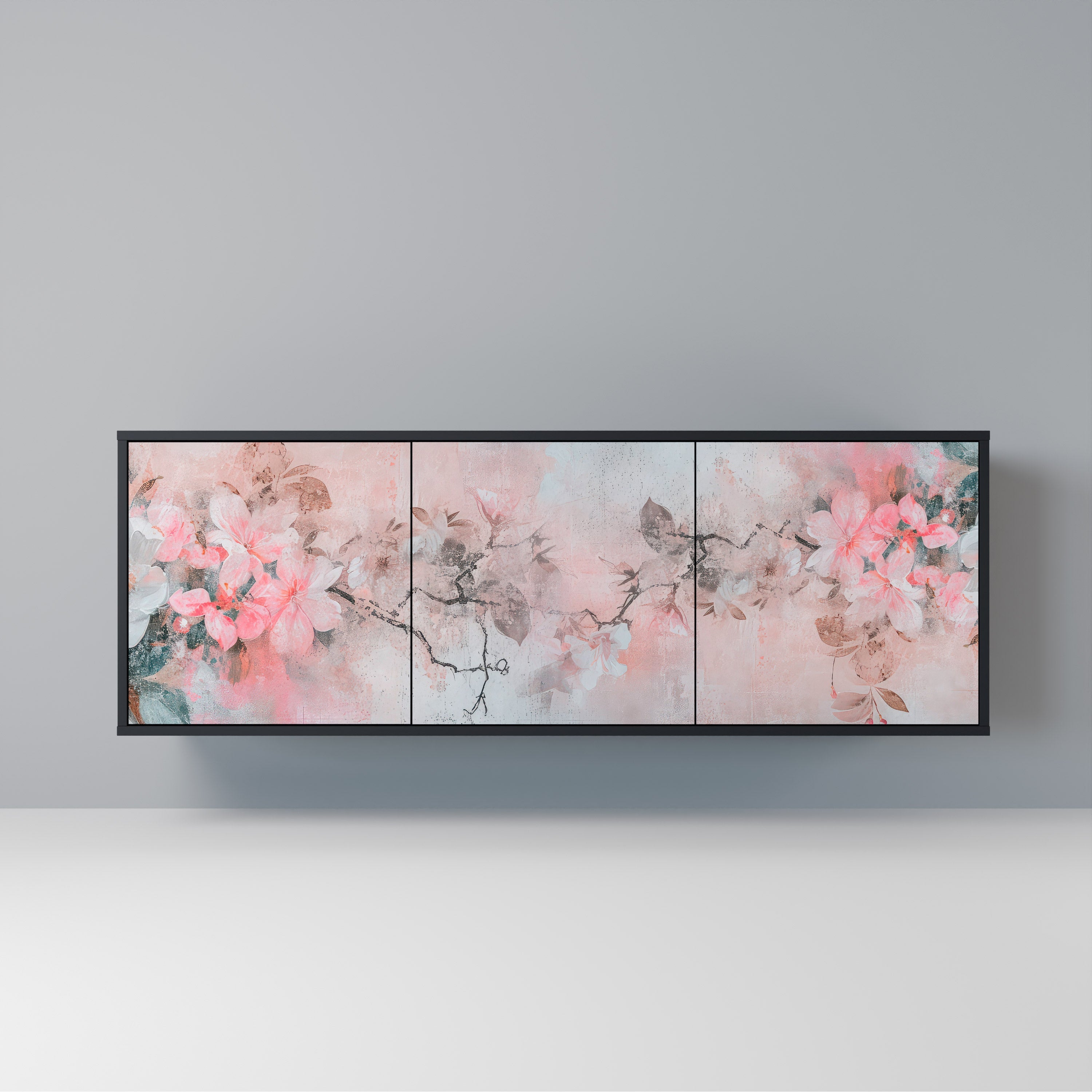 CHERRY BLOSSOM Sideboard mit 3 Türen in Schwarz