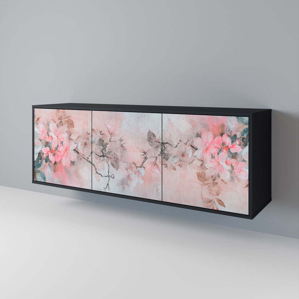 CHERRY BLOSSOM Sideboard mit 3 Türen in Schwarz