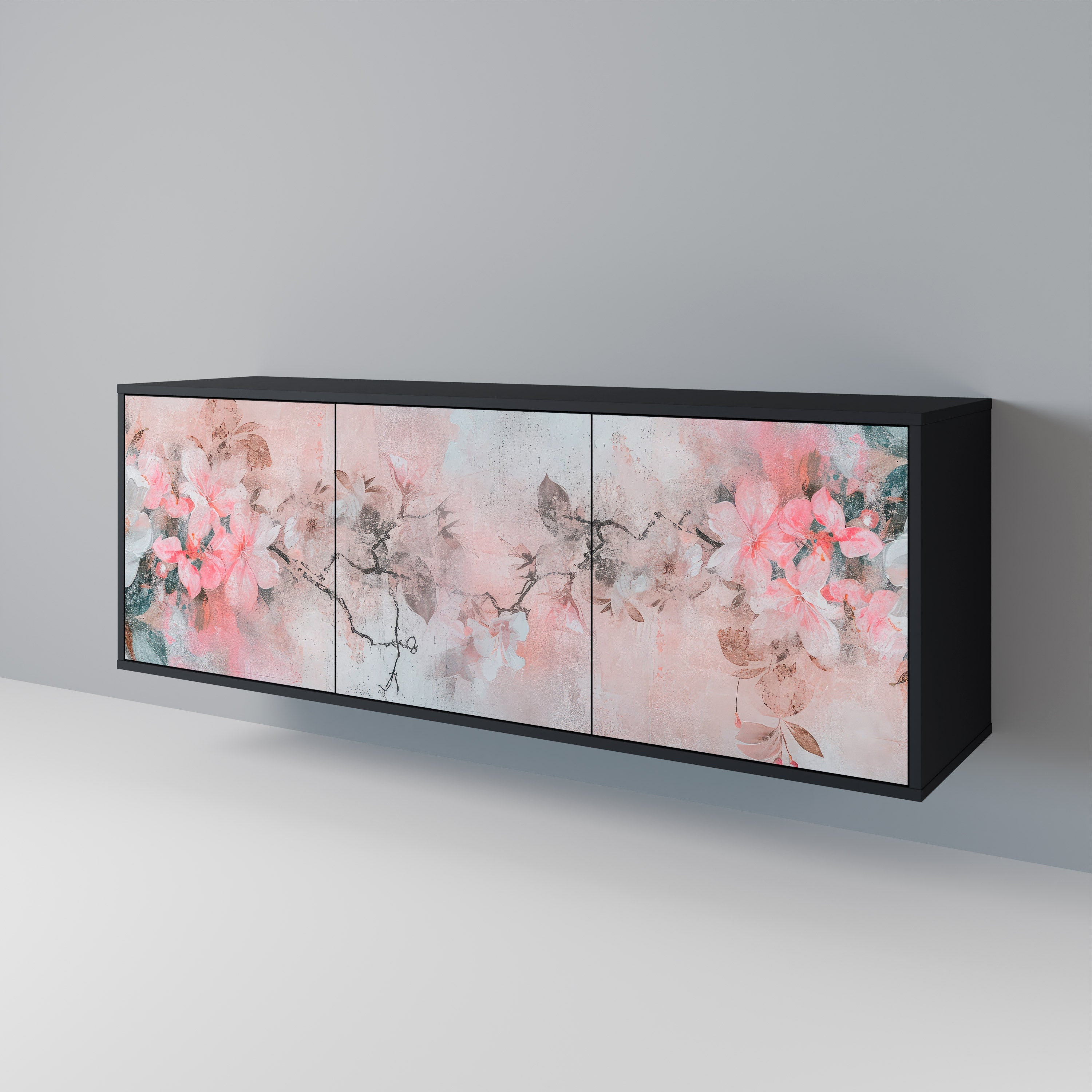 CHERRY BLOSSOM Sideboard mit 3 Türen in Schwarz