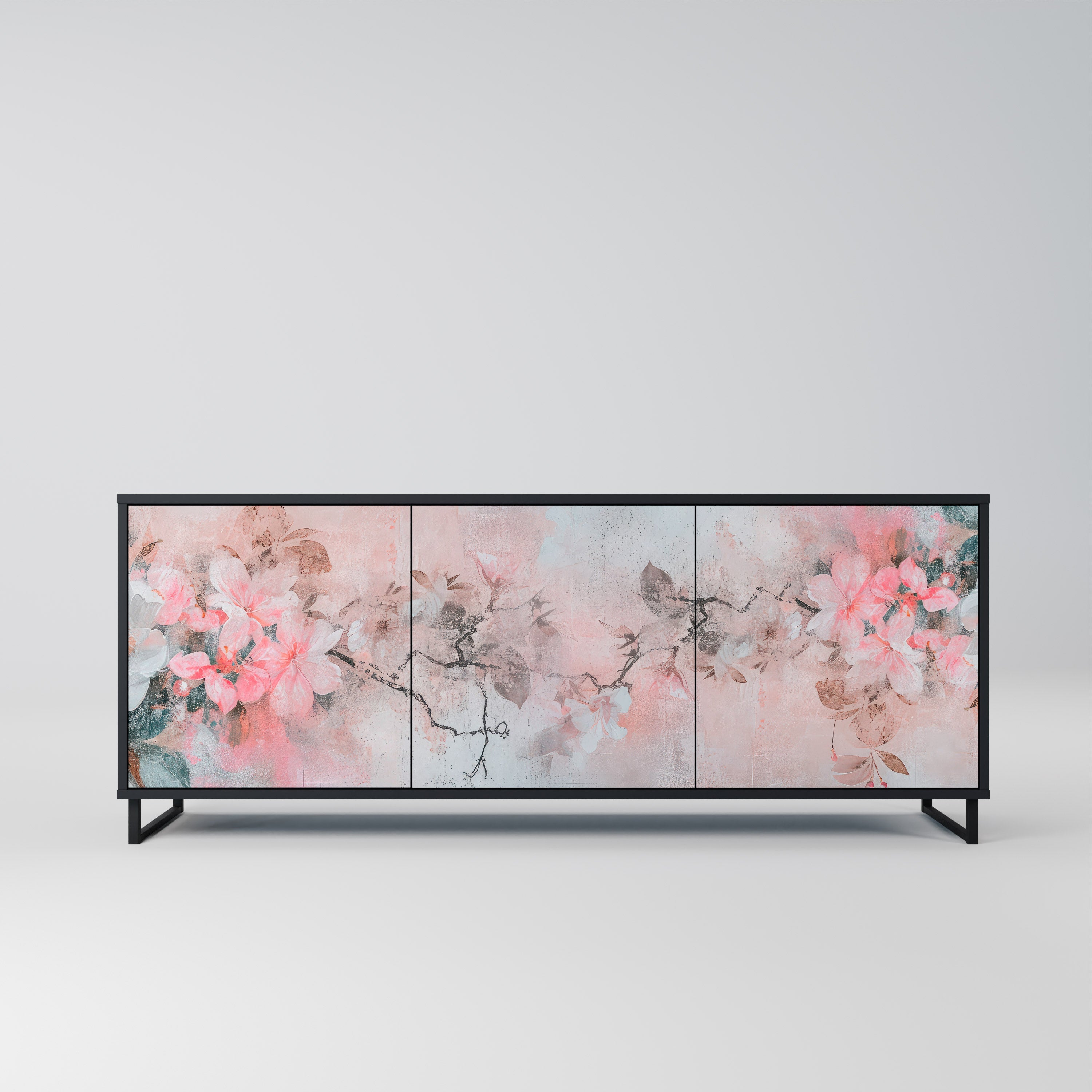 CHERRY BLOSSOM Sideboard mit 3 Türen in Schwarz