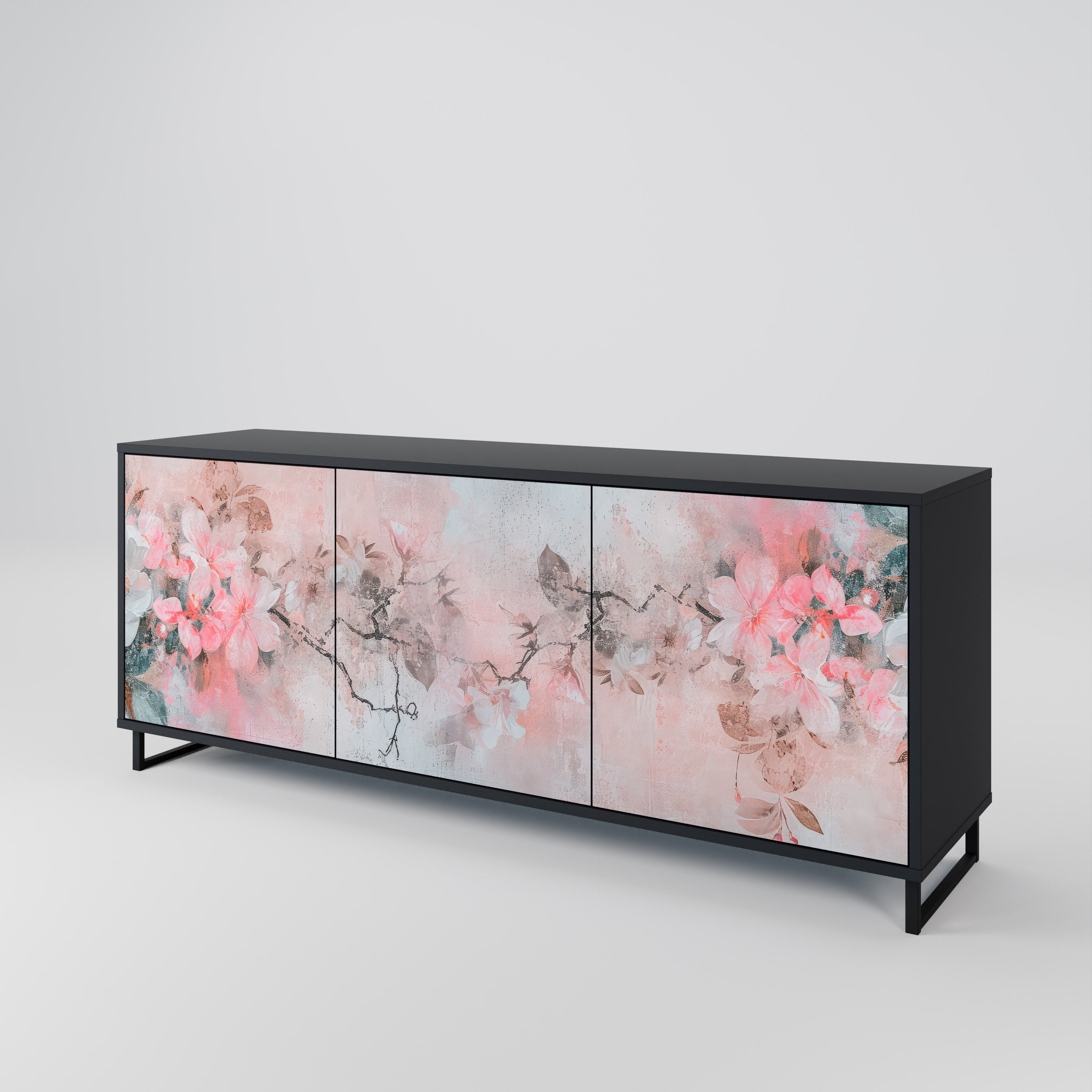 CHERRY BLOSSOM Sideboard mit 3 Türen in Schwarz