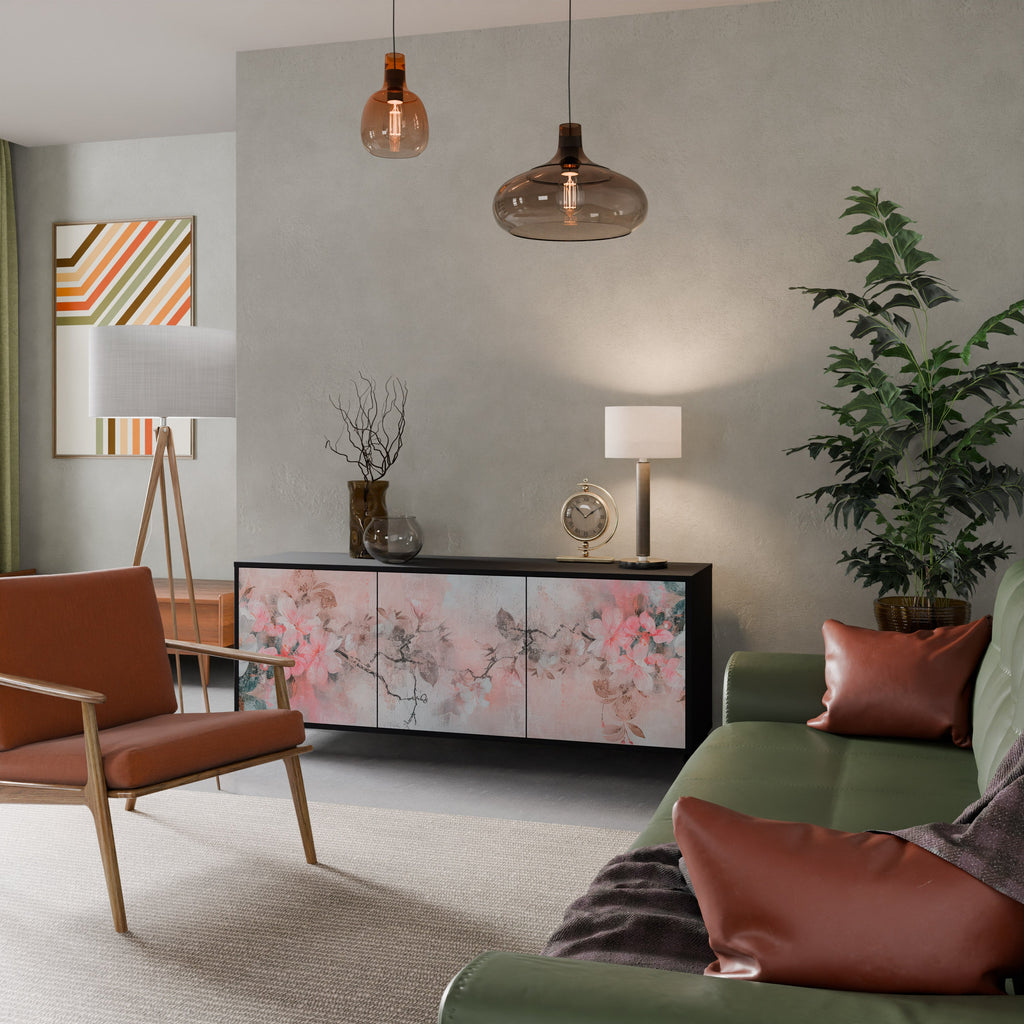 CHERRY BLOSSOM Sideboard mit 3 Türen in Schwarz