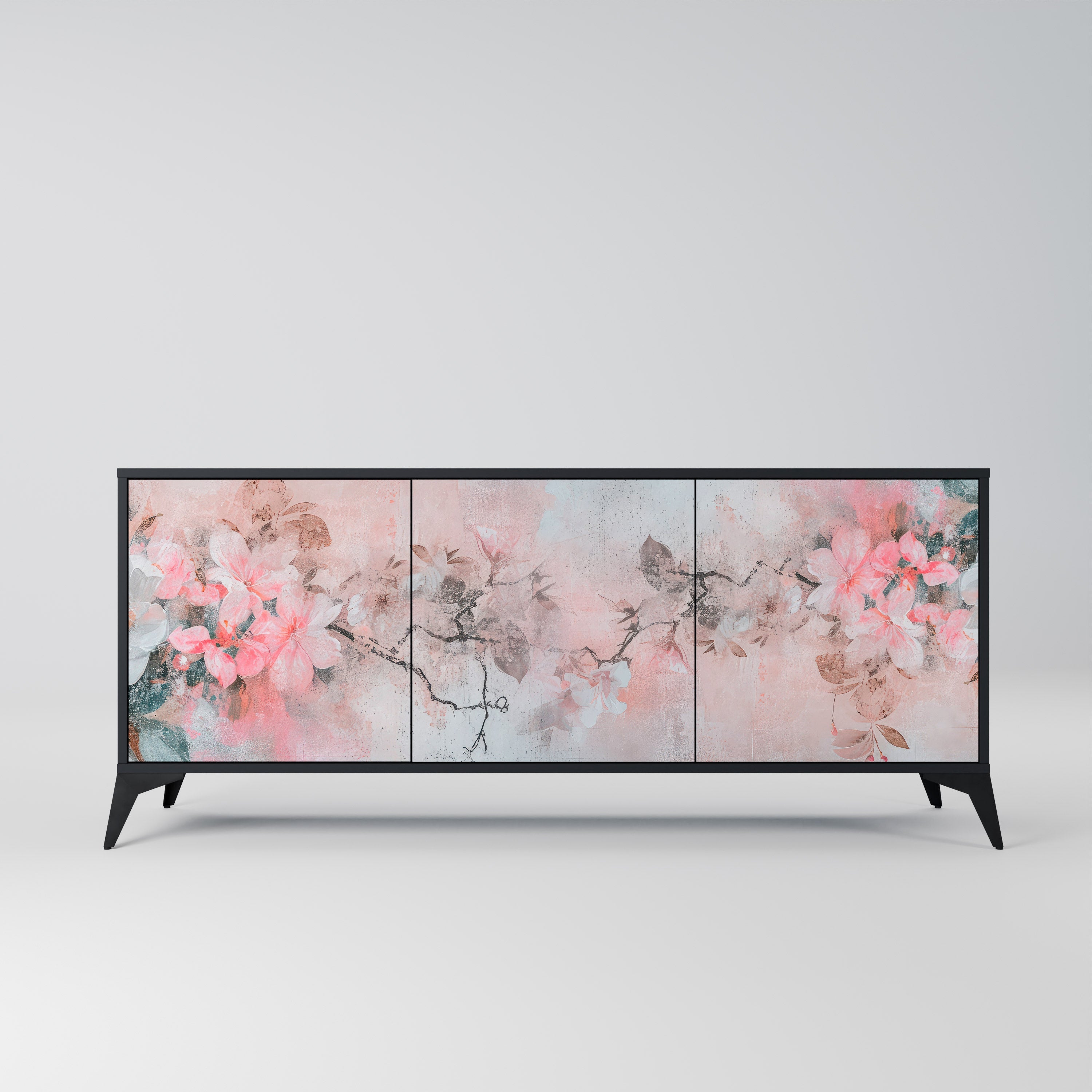 CHERRY BLOSSOM Sideboard mit 3 Türen in Schwarz