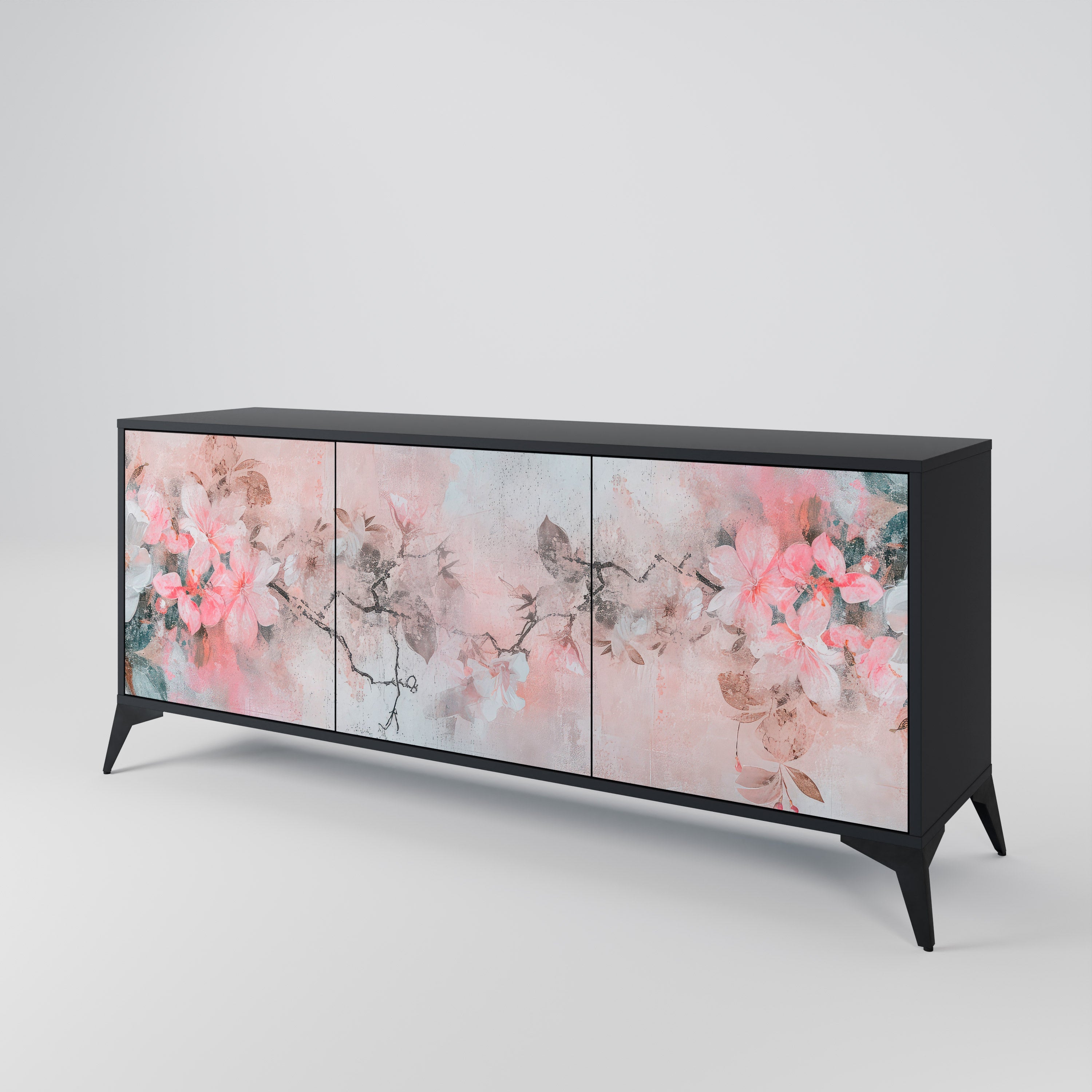 CHERRY BLOSSOM Sideboard mit 3 Türen in Schwarz