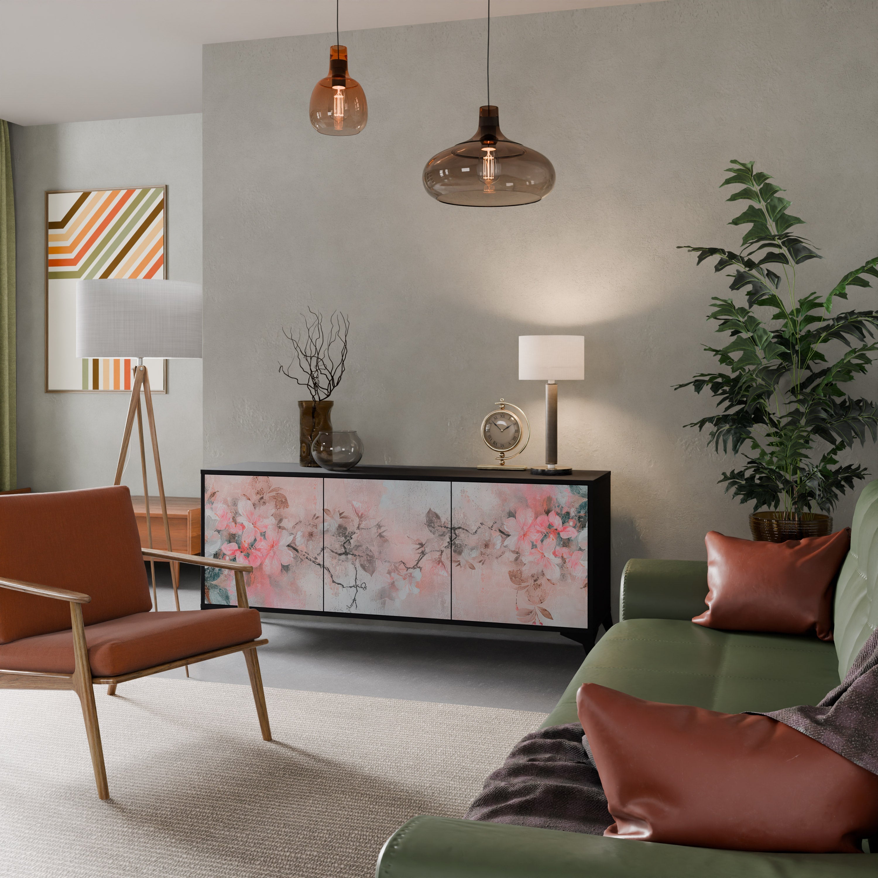 CHERRY BLOSSOM Sideboard mit 3 Türen in Schwarz