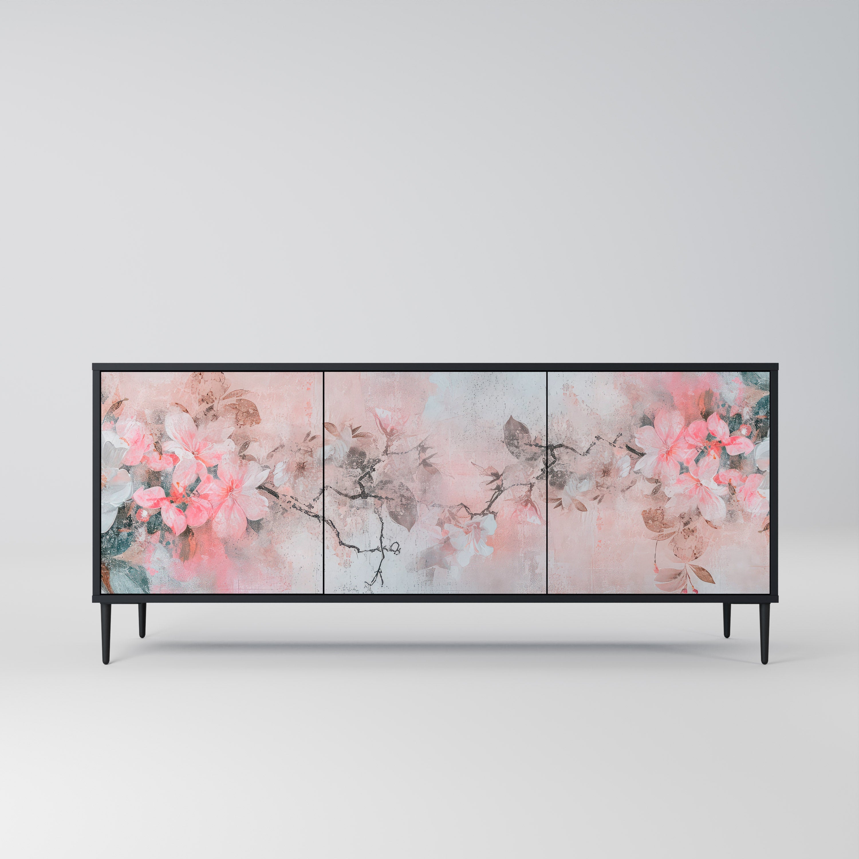 CHERRY BLOSSOM Sideboard mit 3 Türen in Schwarz