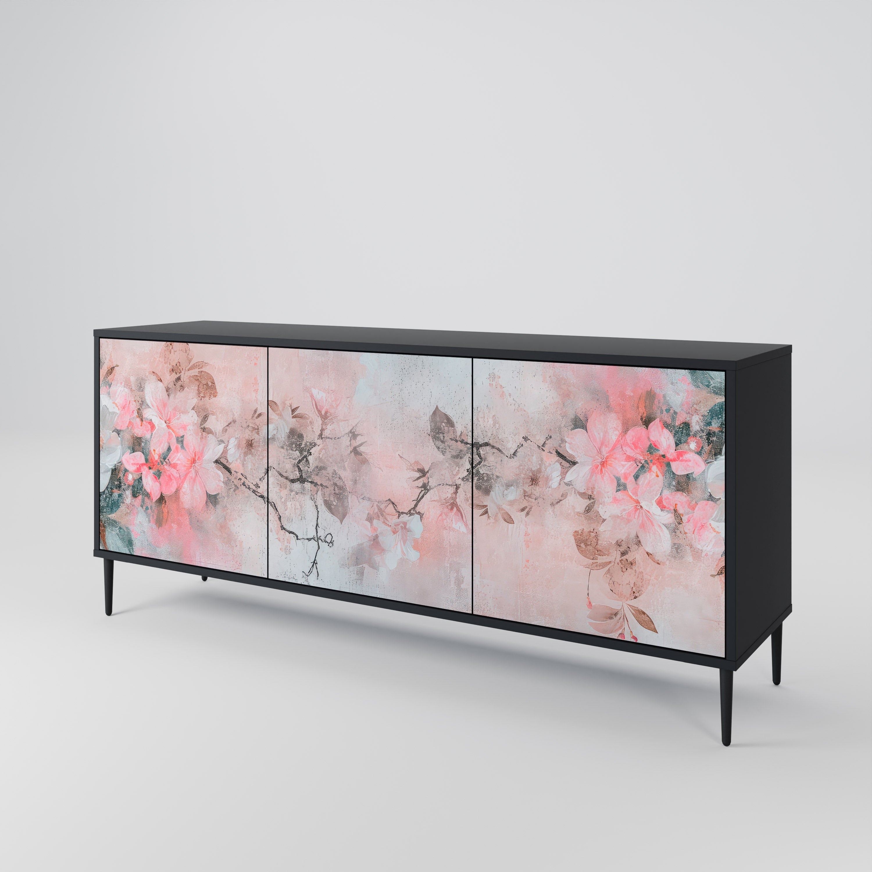 CHERRY BLOSSOM Sideboard mit 3 Türen in Schwarz