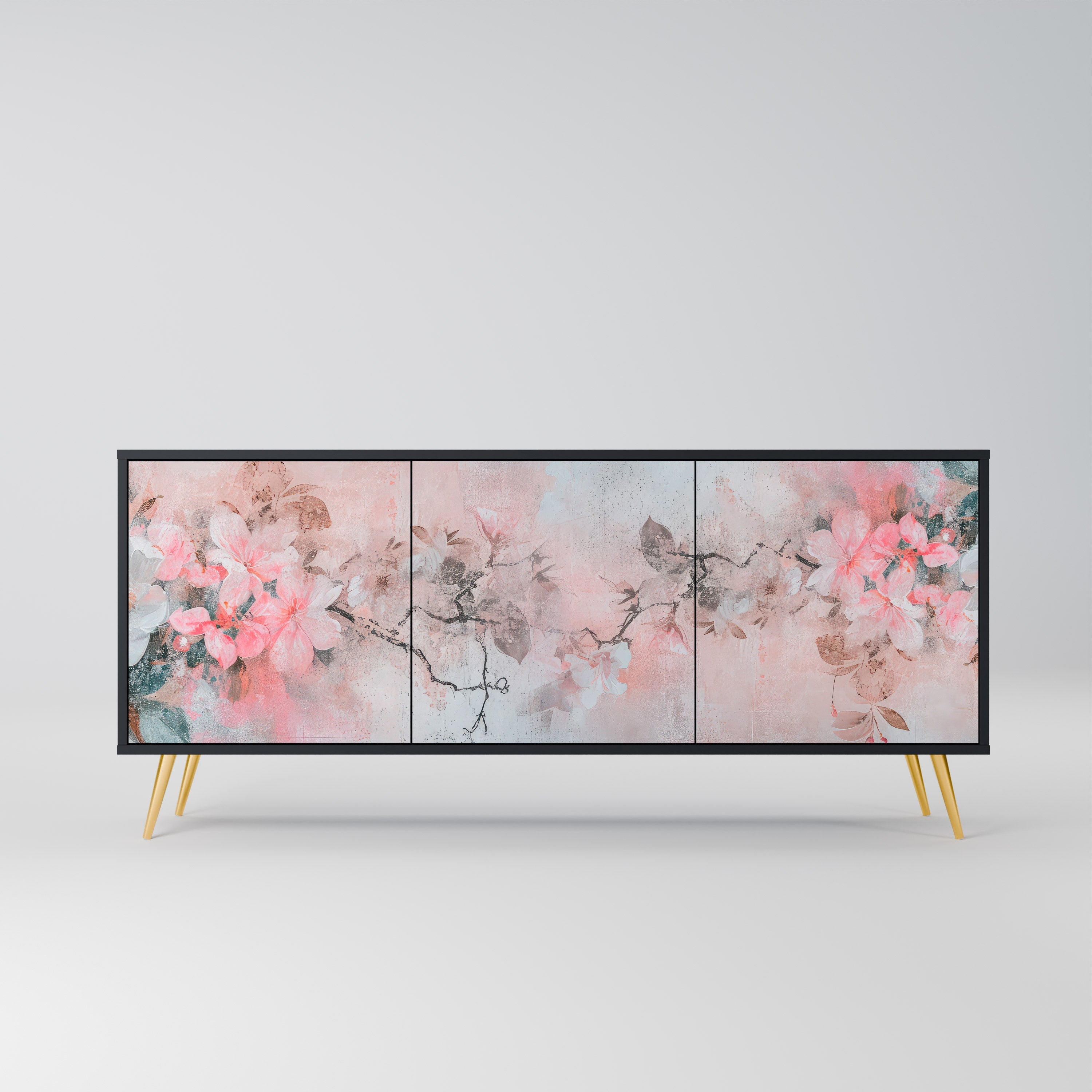 CHERRY BLOSSOM Sideboard mit 3 Türen in Schwarz
