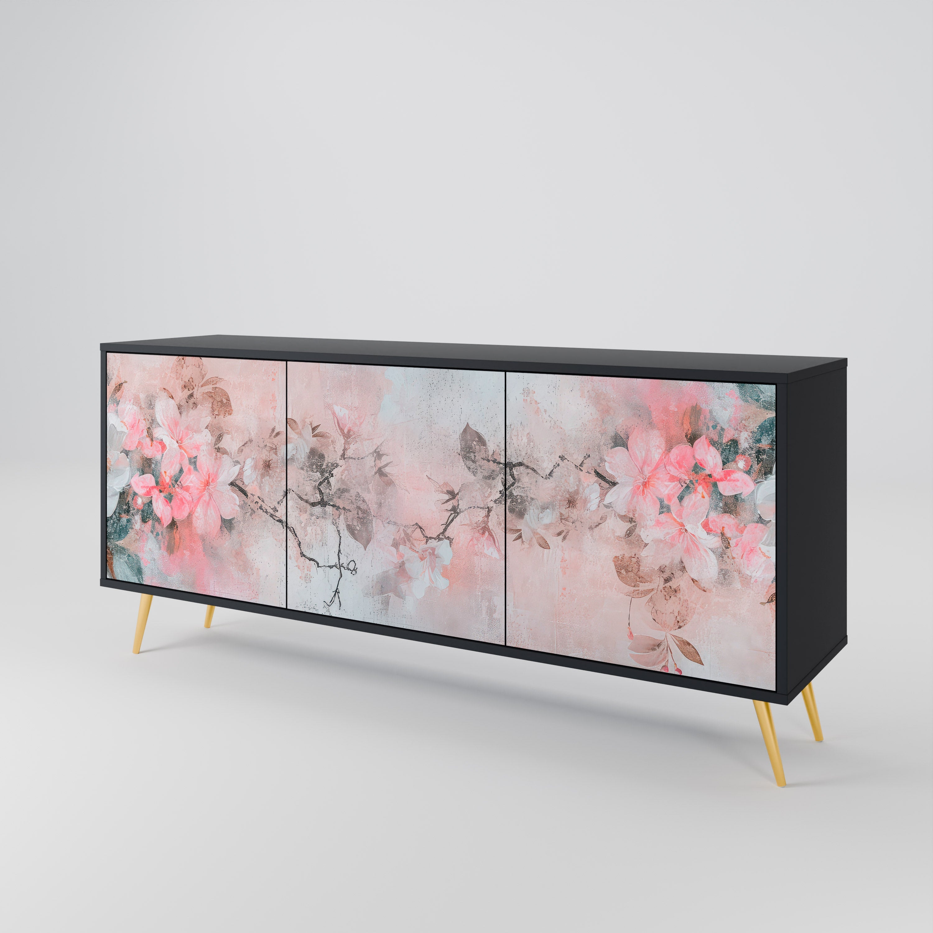 CHERRY BLOSSOM Sideboard mit 3 Türen in Schwarz