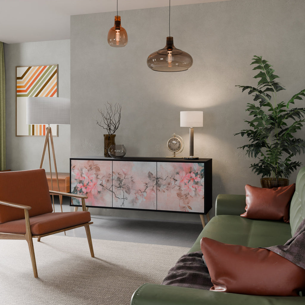 CHERRY BLOSSOM Sideboard mit 3 Türen in Schwarz