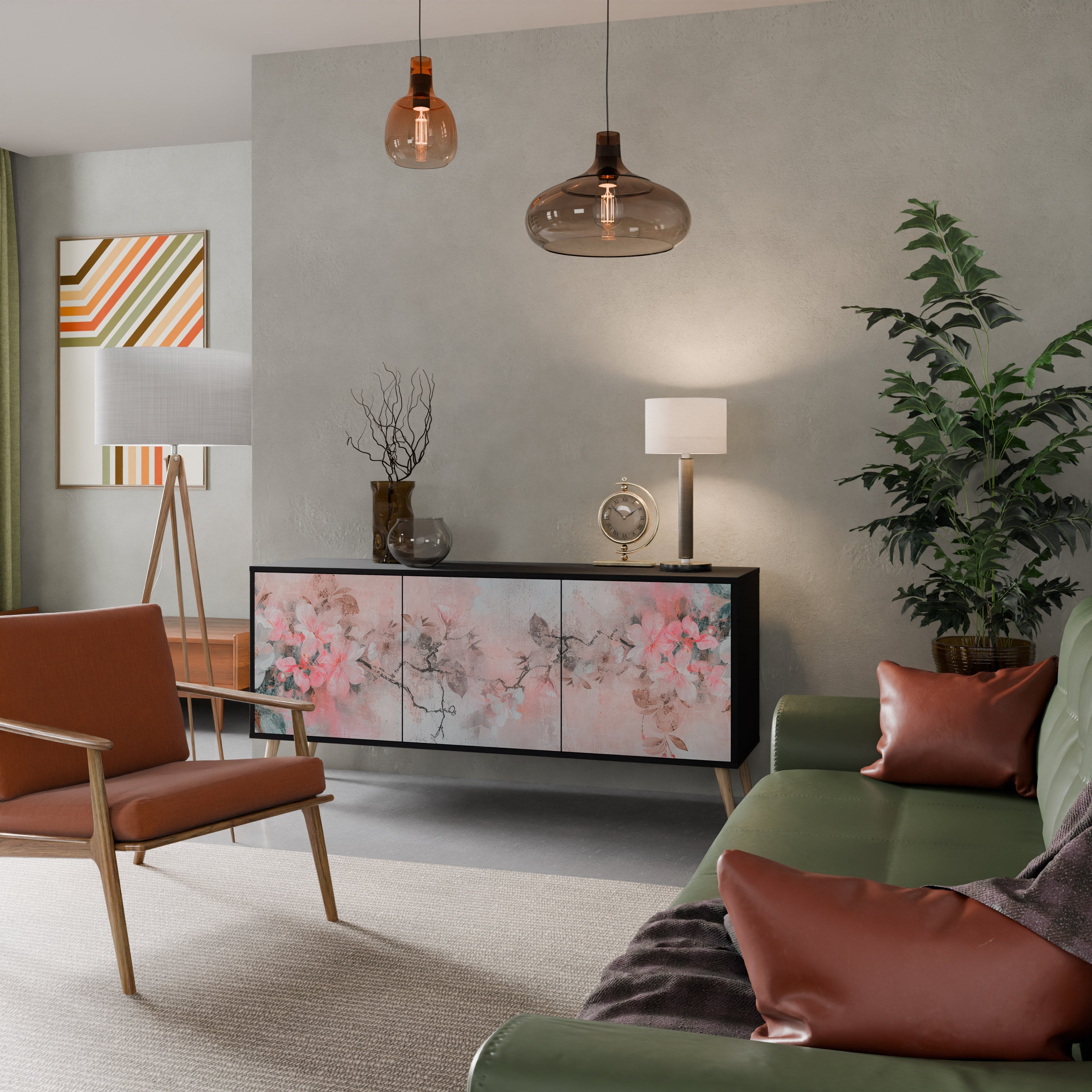 CHERRY BLOSSOM Sideboard mit 3 Türen in Schwarz