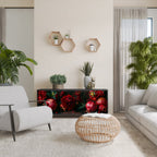 DAHLIAS AND POMEGRANATES 3-Door Sideboard in Black Finish