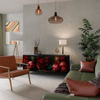 DAHLIAS AND POMEGRANATES 3-Door Sideboard in Black Finish