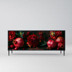 DAHLIAS AND POMEGRANATES 3-Door Sideboard in Black Finish