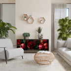 DAHLIAS AND POMEGRANATES 3-Door Sideboard in Black Finish