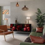 DAHLIAS AND POMEGRANATES 3-Door Sideboard in Black Finish