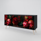 DAHLIAS AND POMEGRANATES 3-Door Sideboard in Black Finish