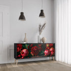 DAHLIAS AND POMEGRANATES 3-Door Sideboard in Black Finish